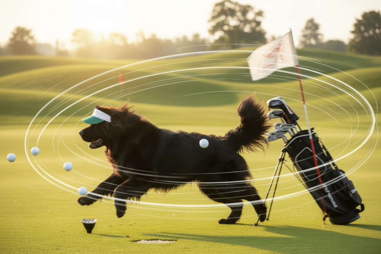 Newfie golf dog